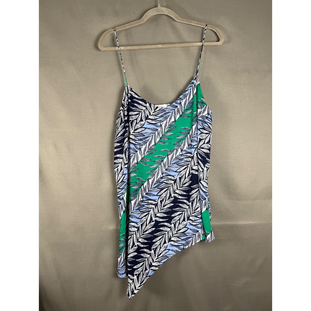 Laundry by Shelli Segal Camisole Women 12 Green Blue Tropical Asymmetrical Hem